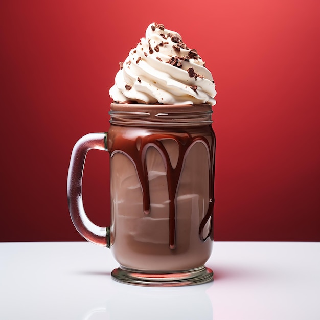 Photorealistic Chocolate Milkshakes in a Tall Clear Glass