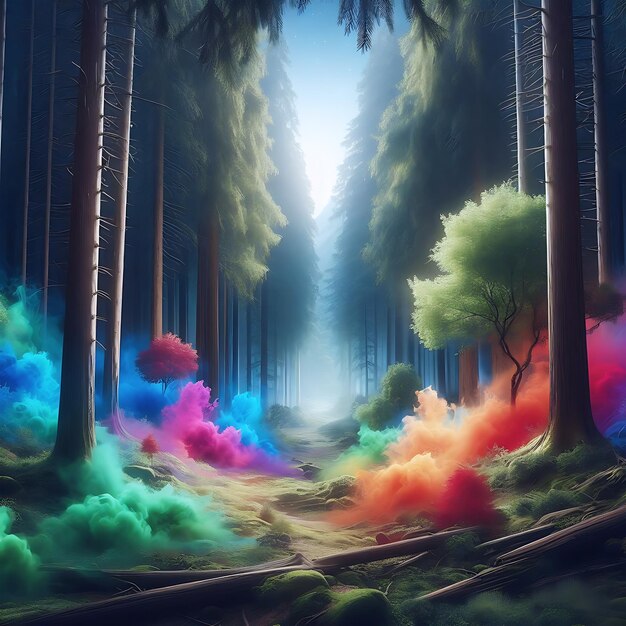 Photorealistic colorful smoke