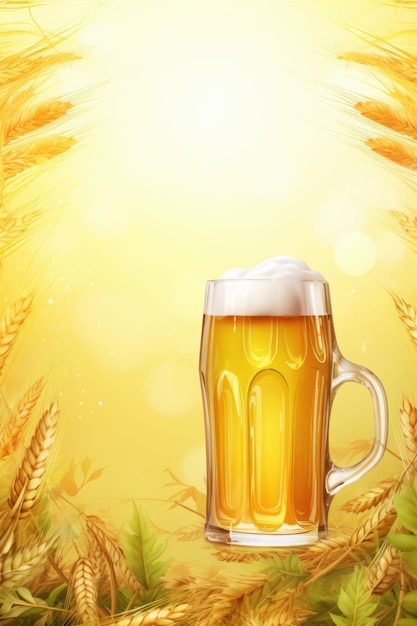 photorealistic commercial background for beer a large glass with a beer