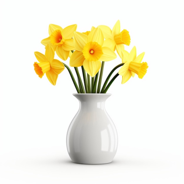 Photorealistic Daffodil In Modern Ceramic Vase High Quality Stock Photo