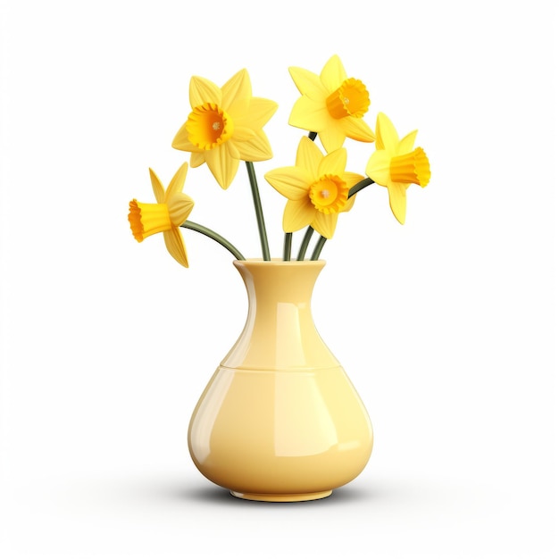 Photorealistic Daffodil In Modern Ceramic Vase Stock Photo Quality