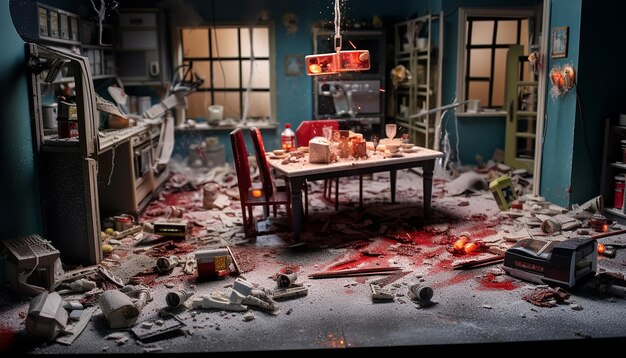 Foto foto-realistico diorama della scena del crimine