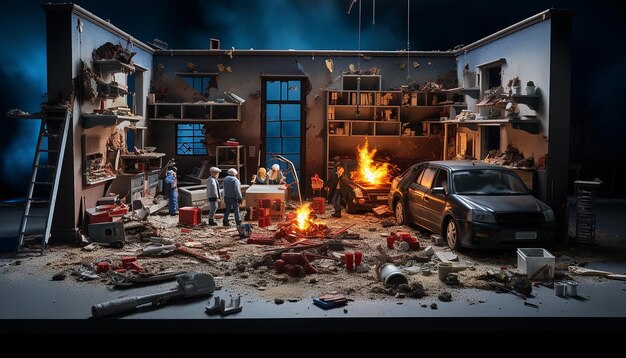 Foto foto-realistico diorama della scena del crimine