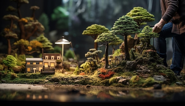 Photorealistic diorama scene photoshoot custom scene