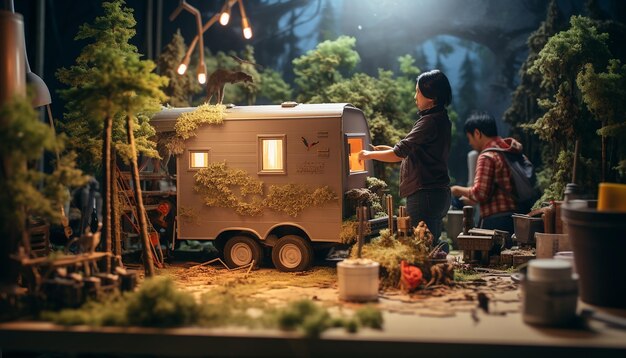 Photorealistic diorama scene photoshoot custom scene