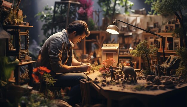 Photorealistic diorama scene photoshoot custom scene