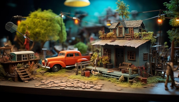 Photorealistic diorama scene photoshoot with shutter speed 1500 aperture f11 8k Portrait photog