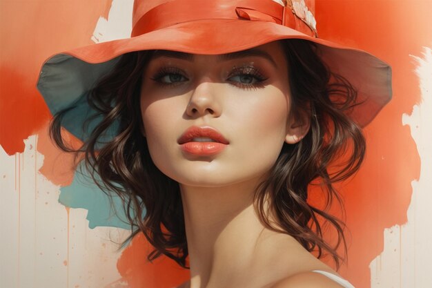 Photorealistic drawing of a girl in a hat