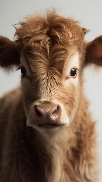 photorealistic face photo of infant baby cow