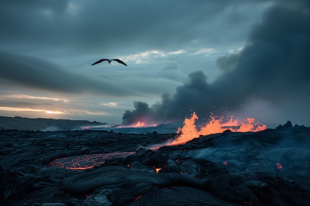 Photo photorealistic fava flowing in iceland