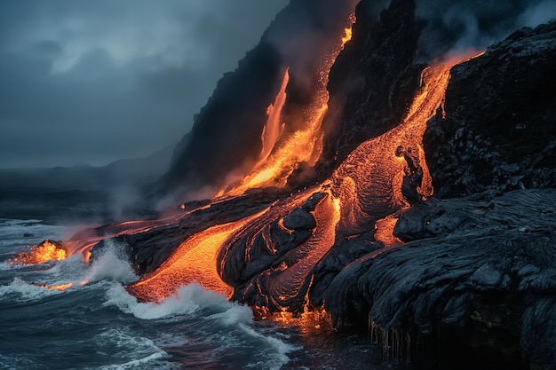 Photo photorealistic fava flowing in iceland