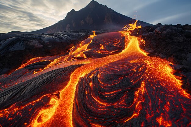 Photo photorealistic fava flowing in iceland