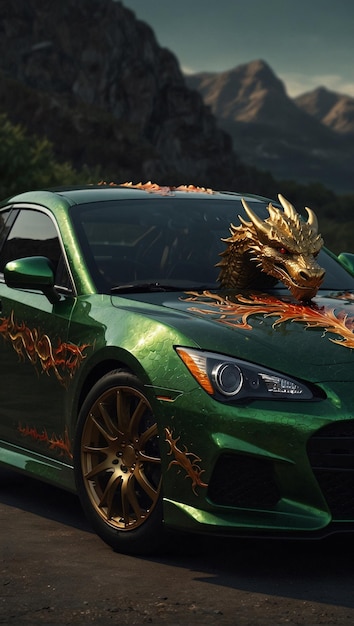 Photorealistic Image of Custom Car Designed with Dragon Theme