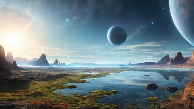 Photorealistic Image of an Extraterrestrial Landscape