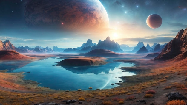 Photorealistic Image of an Extraterrestrial Landscape
