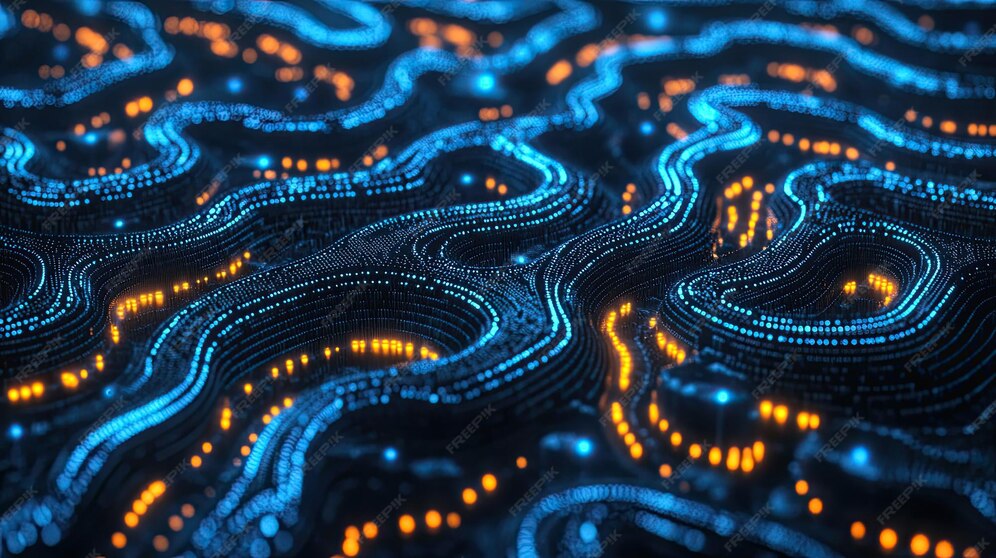 A photorealistic machine learning algorithm visualized as a dynamic ...