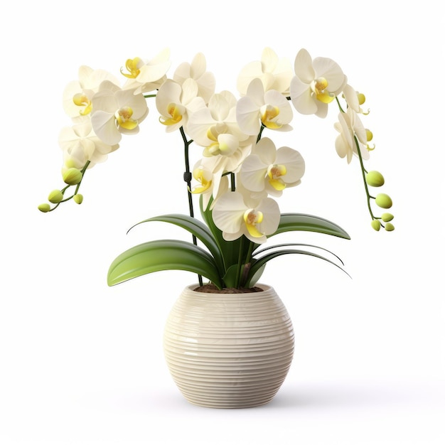 Photorealistic Orchid In Modern Ceramic Vase Stock Photo Quality