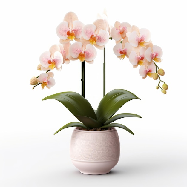 Photorealistic Orchid In Modern Mat Ceramic Vase