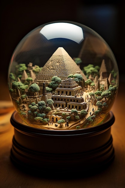 фотореалистическая картина миниатюрного Египта с пирамидами Гизы