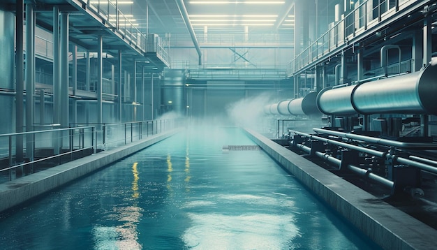 Photorealistic portrayal of a water purification plant