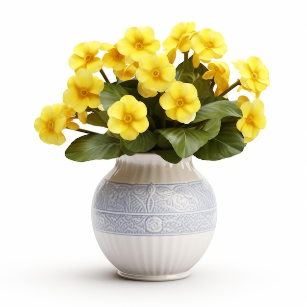 Photorealistic Primrose In Modern Ceramic Vase High Resolution Stock Photo