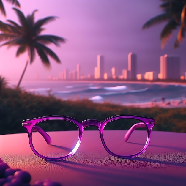 Photorealistic Purple Glasses Dramatic South Florida Light