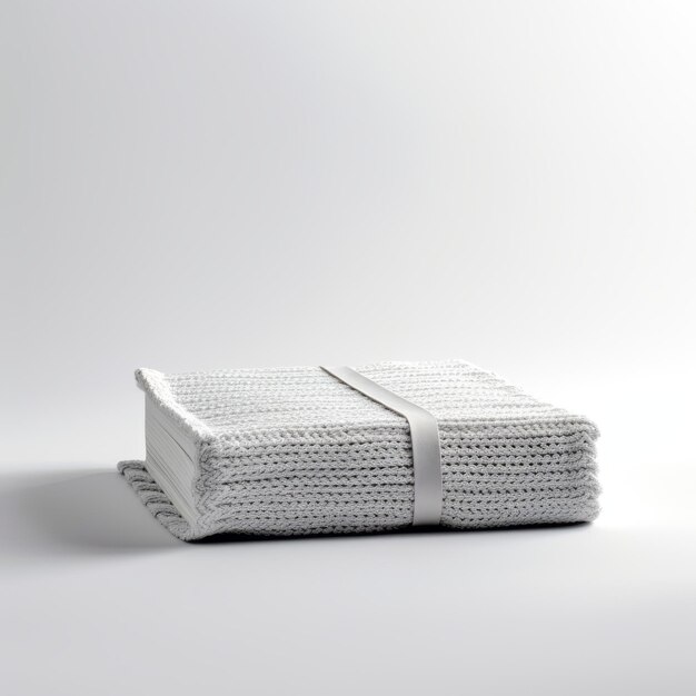 Photorealistic Rendering Of Small White Knit Blanket In Industrial Design Style