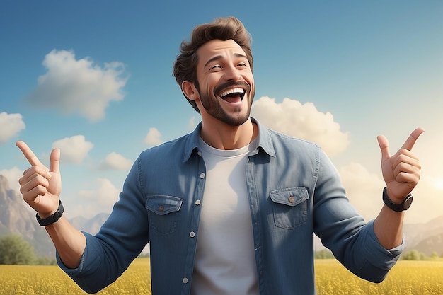 Photo photorealistic scene of happy man