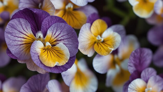 photorealistic seamless pattern with violet flowers with white and purple petals