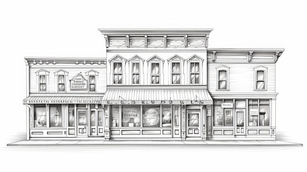 Photorealistic Sketch Of An Ornate Old Town Business