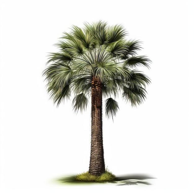 Photorealistic Spruce sabal Palm Image On White Background