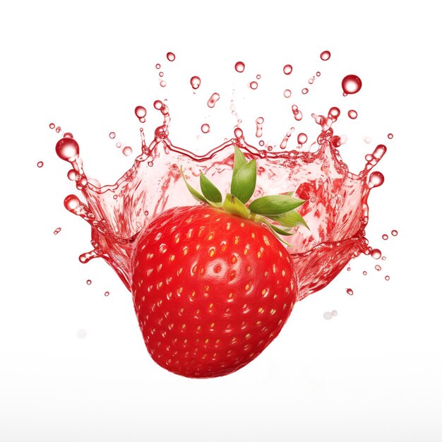 Photorealistic strawberry with splash