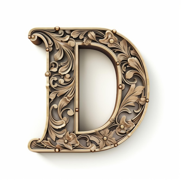 Photo photorealistic taupe wooden letter d for innovative page design