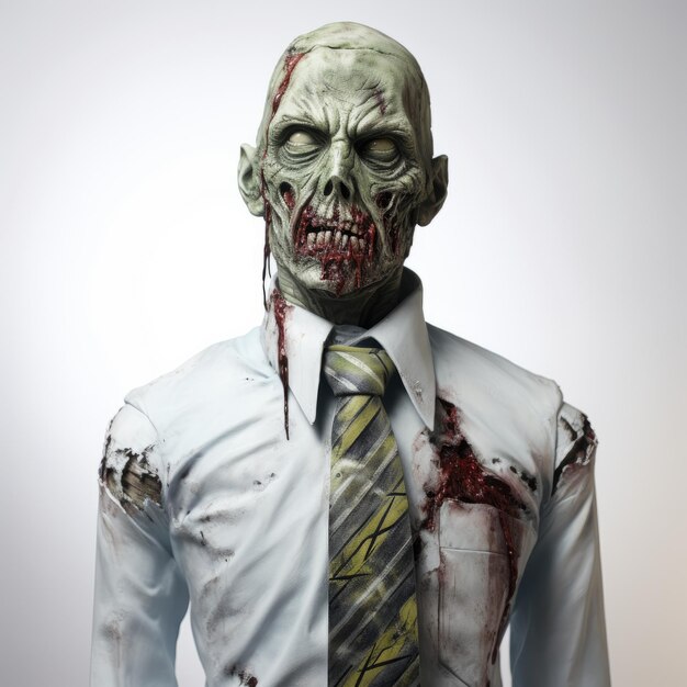 Photo photorealistic zombie man in suit with tie edgy political commentary