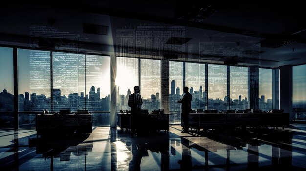 Photos of the businessmen standing in the office