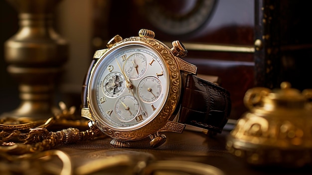 ヴィンテージ、アンティークの時計、家宝のジュエリーのコレクションを紹介する写真