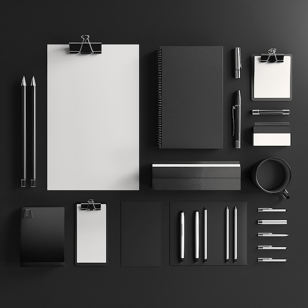 photos of stationary layouts in black theme