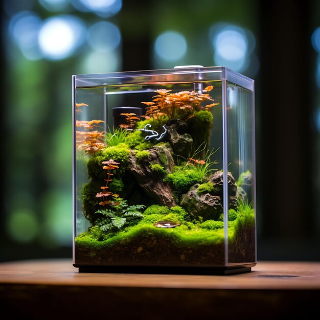 Photoshoot of 10 gallon rimless cherry shrimp habitat dwarf sagittaria and aqua concept idea layout