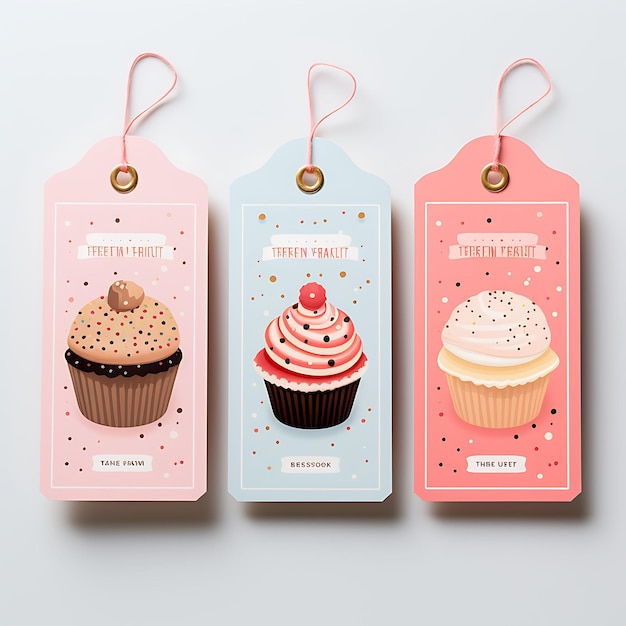 Photoshoot of bakery passion tag cards medium graphic design sweets theme creative graphic design