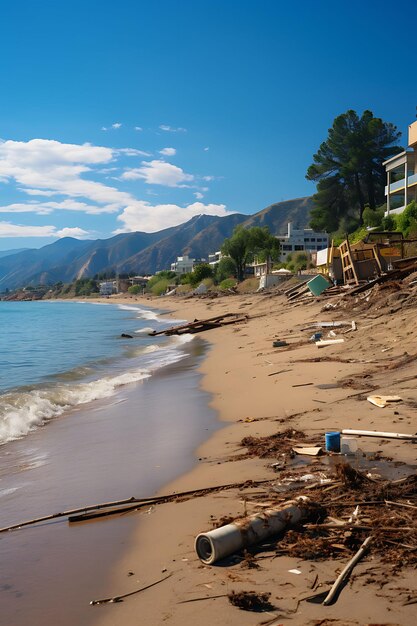 Photoshoot of a beach cleanup project showcasing the tran sustainable travel creative concept