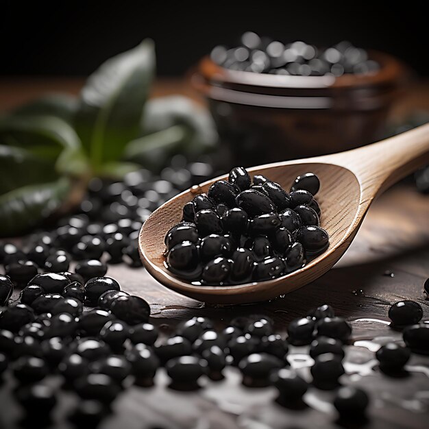 Photoshoot of Beans and Spoons on White Background Nutritious Ingredients for Healthy Meals