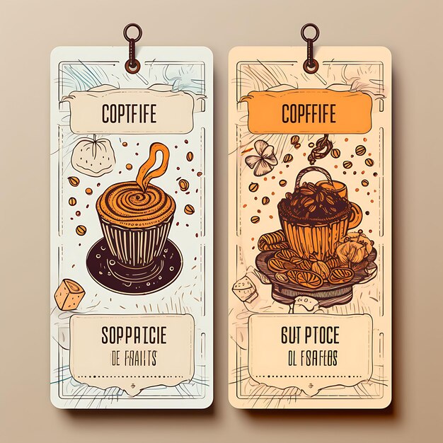 Photoshoot of Coffee Shop Flavor Sampler Tag Cards Simple Graphic Design B Creative Graphic Design