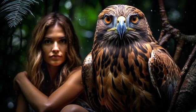 Photo a photoshoot in a dense forest capturing the elusive beauty of rare species