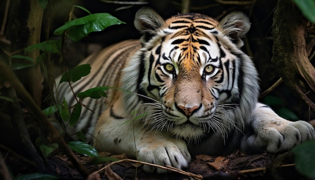 Photo a photoshoot in a dense forest capturing the elusive beauty of rare species