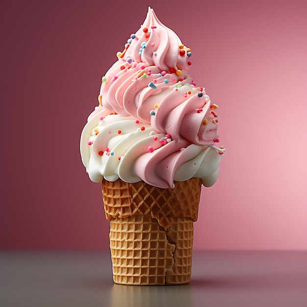 photoshoot of ice cream cone over solid pastel background soft ice