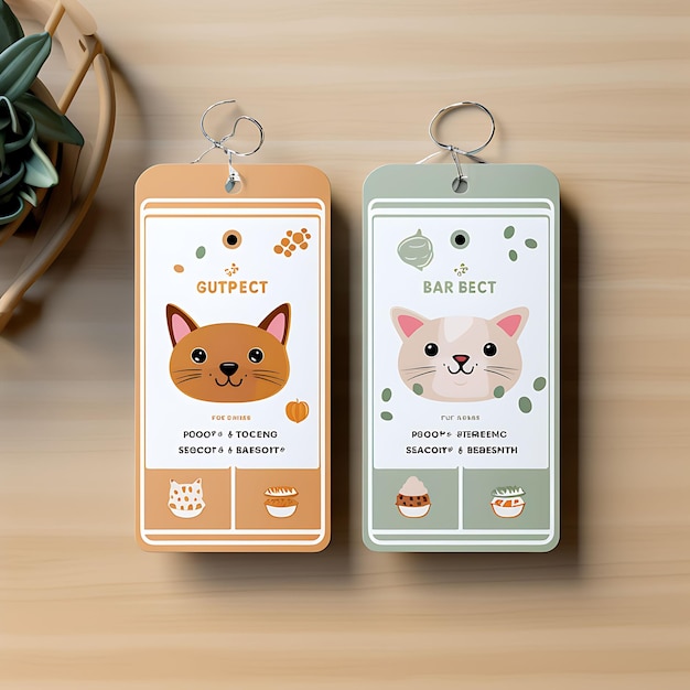 Photo photoshoot of pet boutique product tags simple graphic design pets theme s creative graphic design