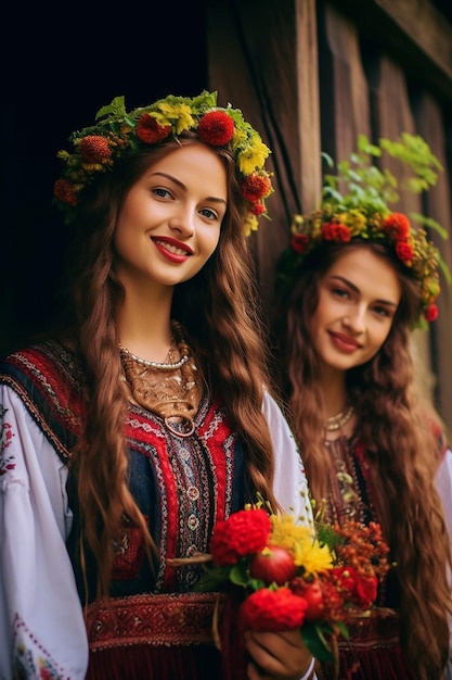 ルーマニアの村で伝統的なマーティソール祝祭の写真撮影