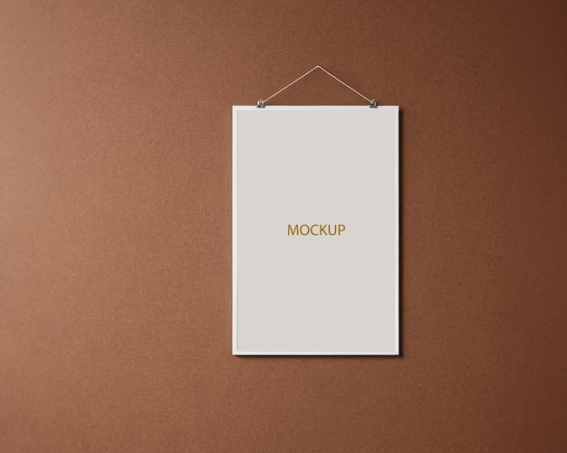 Photoshop mockup template white frame for custom image and text