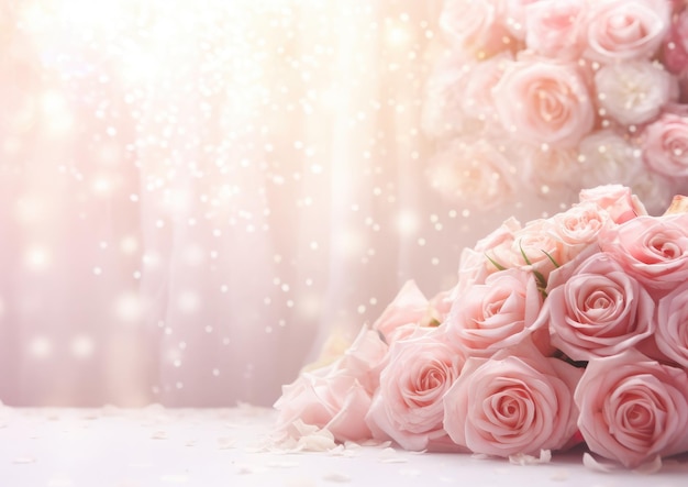 フォトスタジオ 結婚式の背景と花