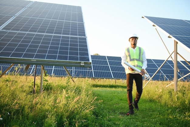 Photovoltaic Green Energy Technology Worker At Solar Panel Plant